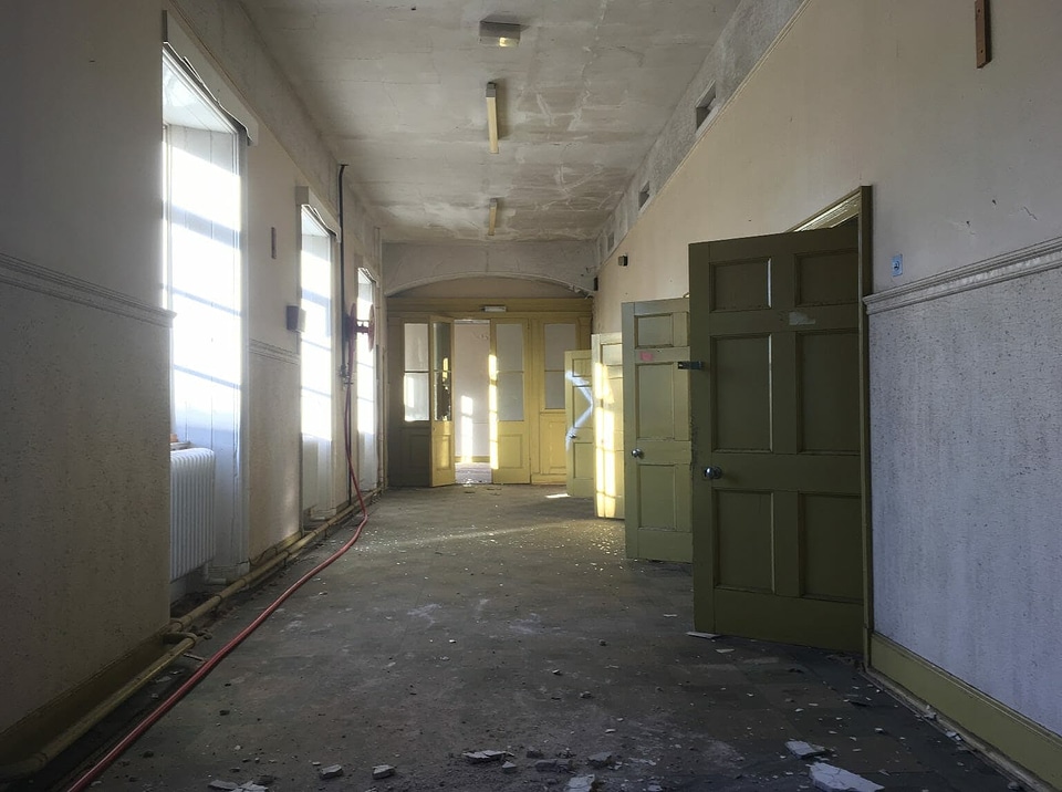 Abandoned building corridor