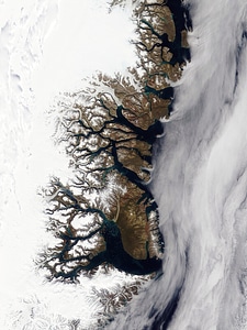 Winter aerial view arctic