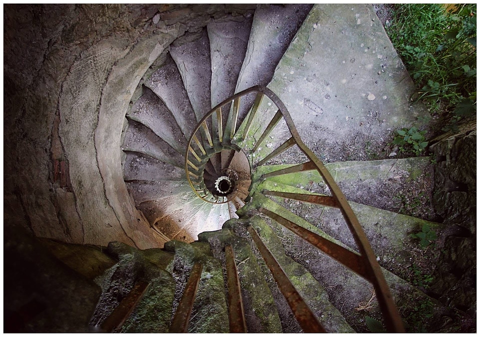Banister handrail moss