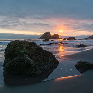 Beach coast dawn photo