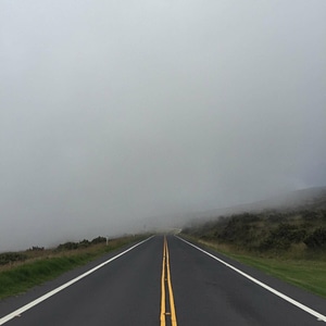 Asphalt fog freeway photo