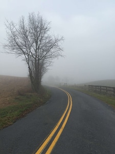 Asphalt fog freeway photo