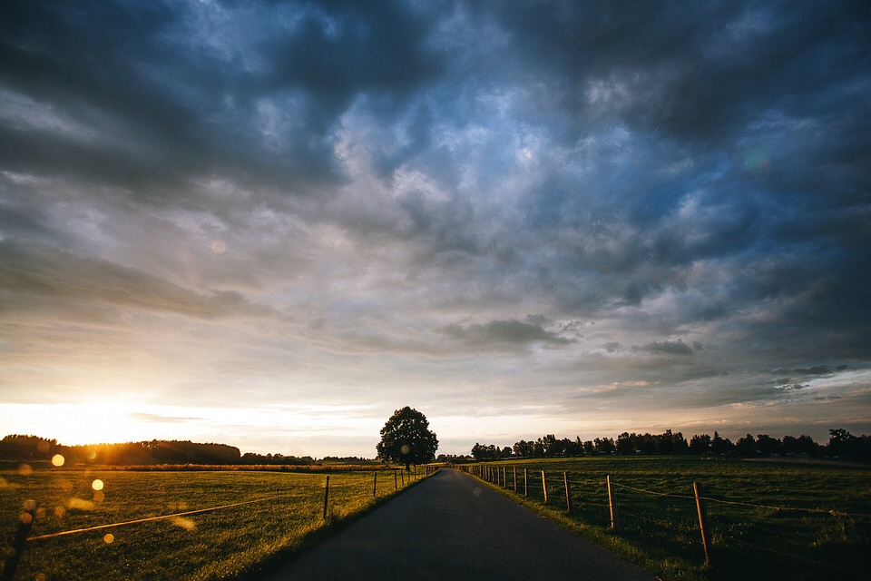 Asphalt blue clouds