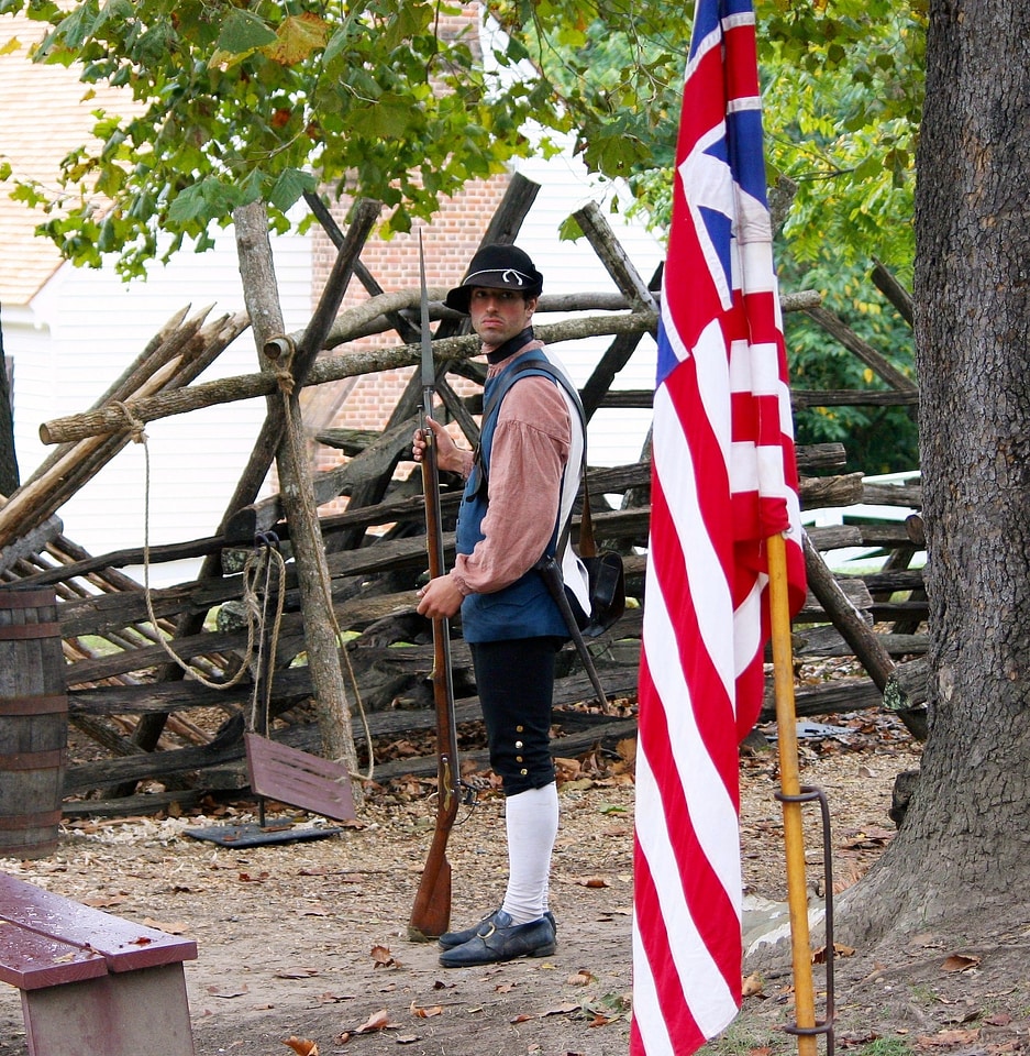 Colonial soldier militia guard duty
