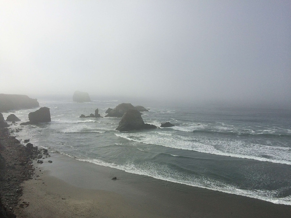 Beach coast fog photo