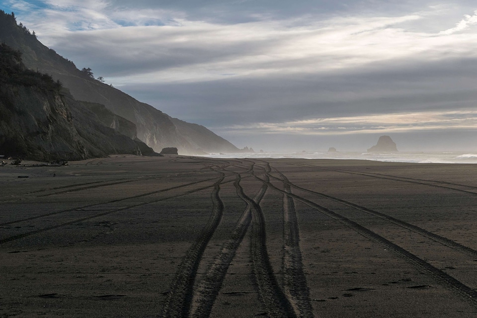 Beach clouds dirt road