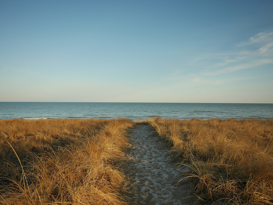 Beach blue dirt road