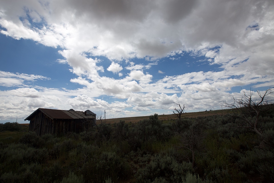 Barn building clouds