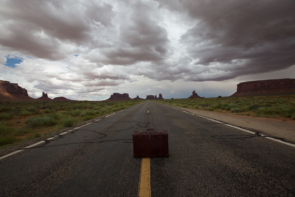 Asphalt clouds desert