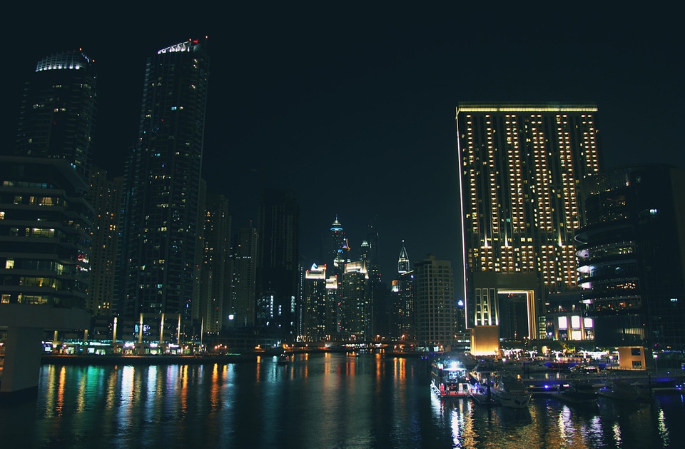 Dubai marina lights photo