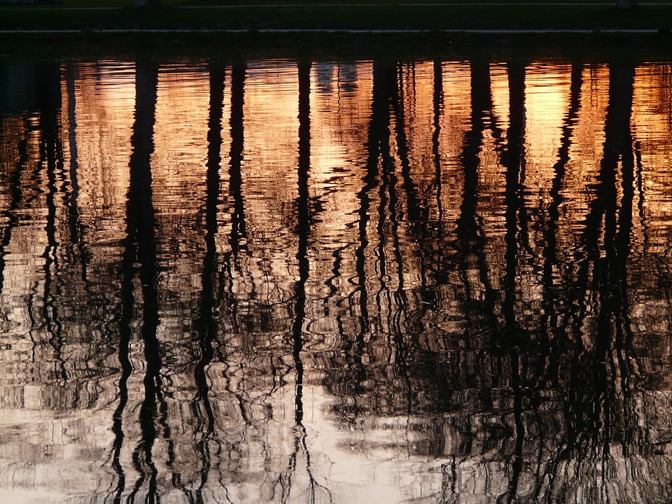 Water sunset mirroring