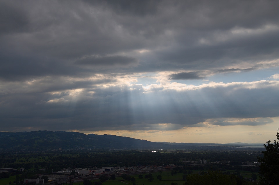 Clouds sunbeam rhine valley