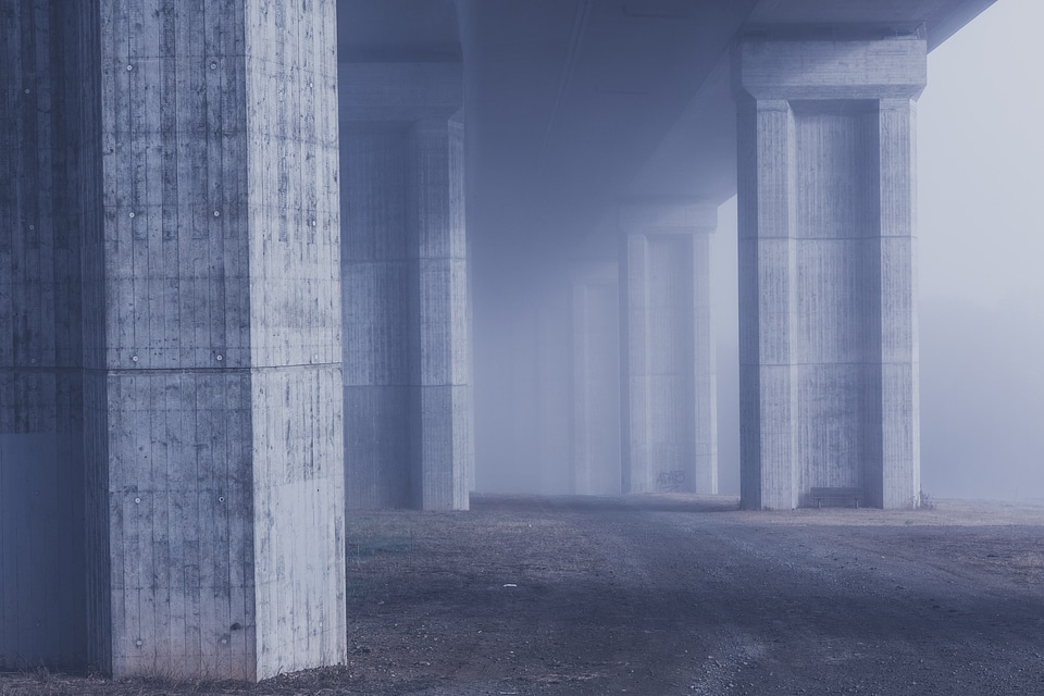 Motorway Bridge Morning Fog