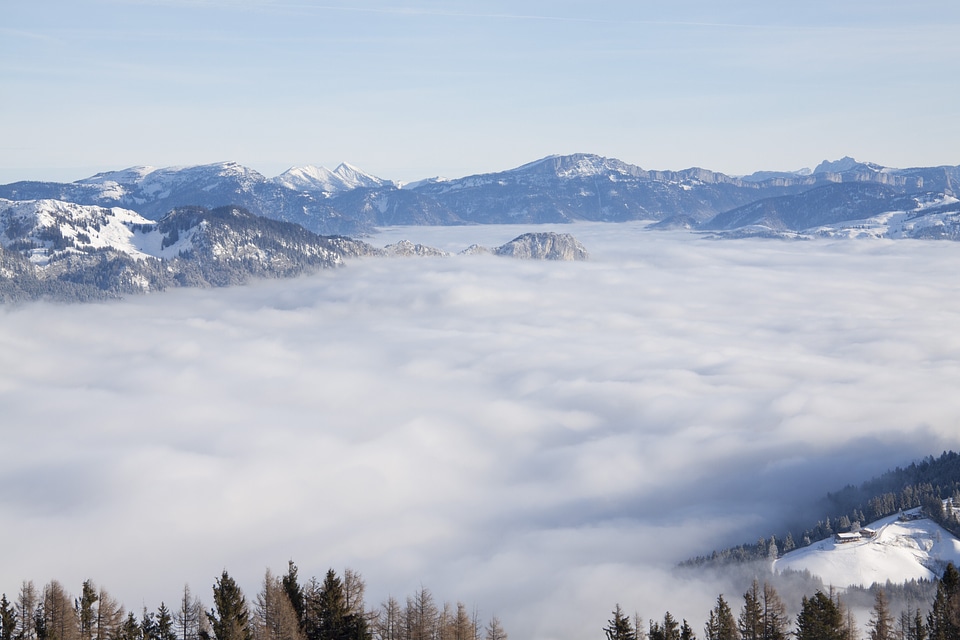 Winter snow above the clouds