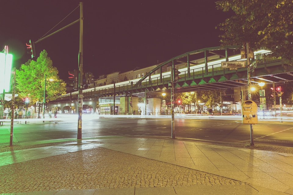 Berlin Night Lights Street