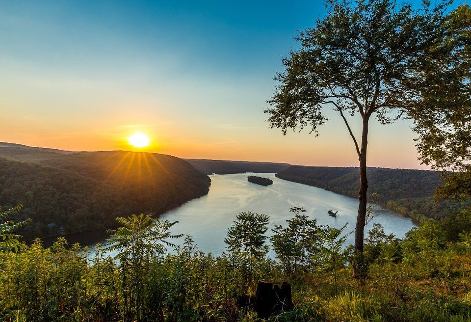 Sunset Over The River Free Photo photo