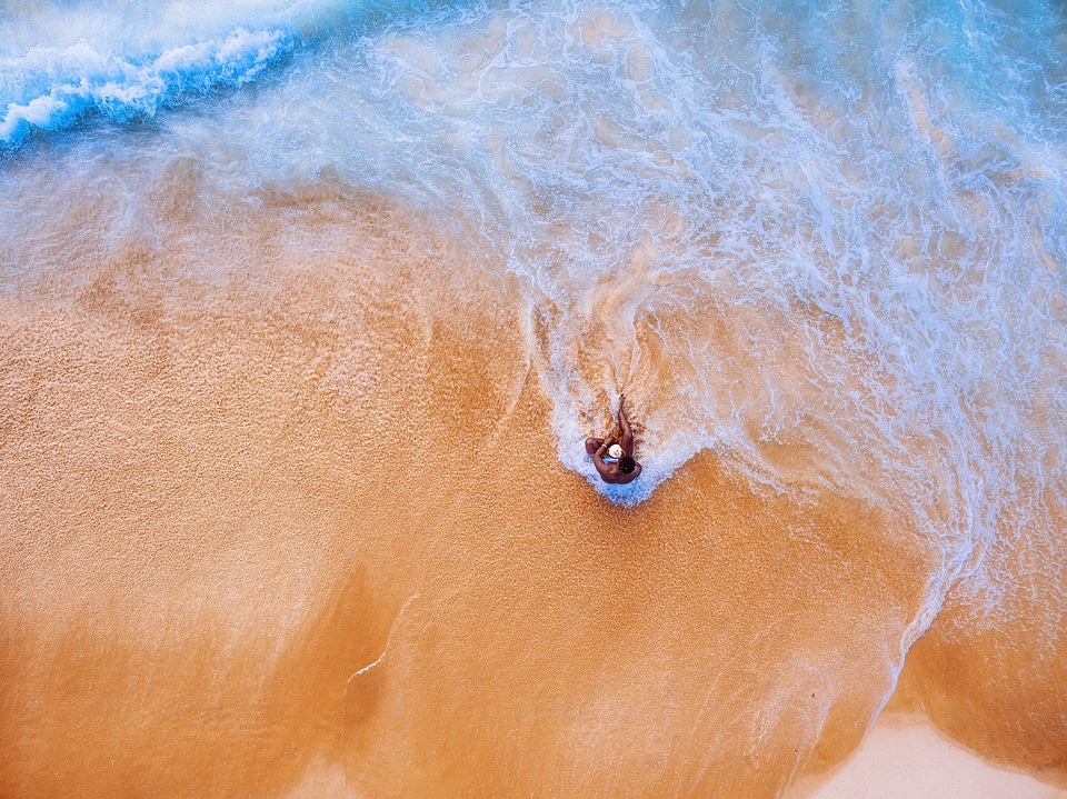 Man at Beach Aerial Free Photo photo