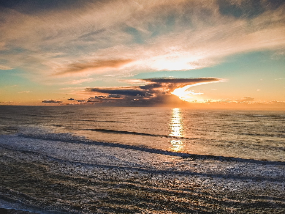 Ocean Sunset Clouds Free Photo