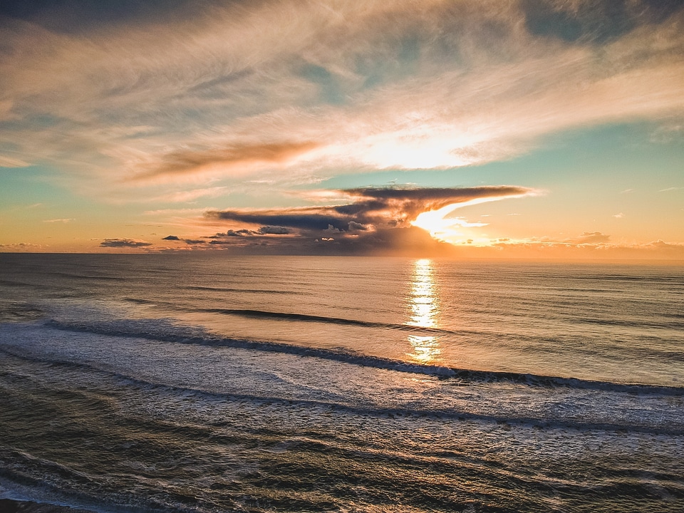 Ocean Sunset Clouds Free Photo photo