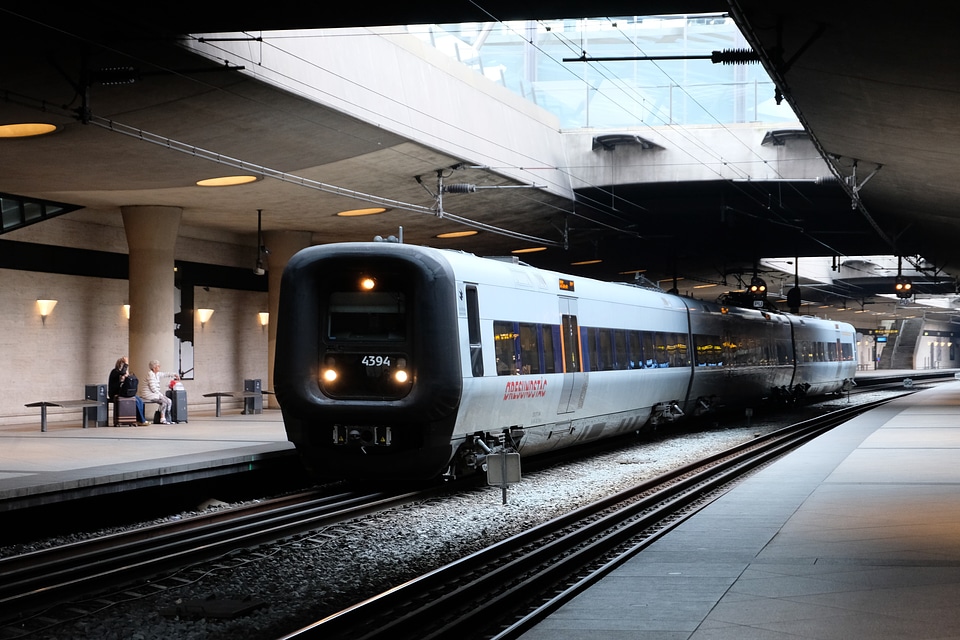 Copenhagen Train Arriving in Station