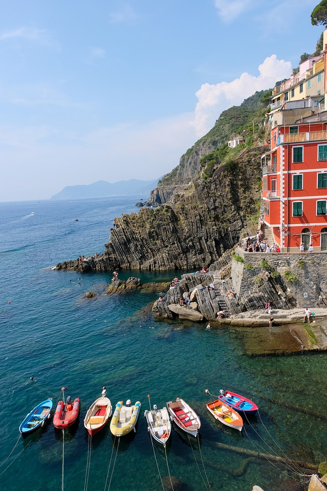 Colorful Boats at the Fishing Harbor of Riomaggiore, Cinque Terre