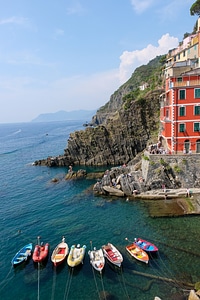 Colorful Boats at the Fishing Harbor of Riomaggiore, Cinque Terre