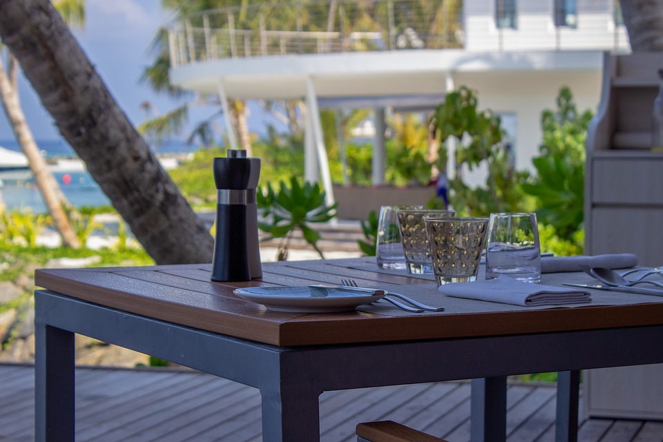 Breakfast Table Arrangement on a Tropical Beach