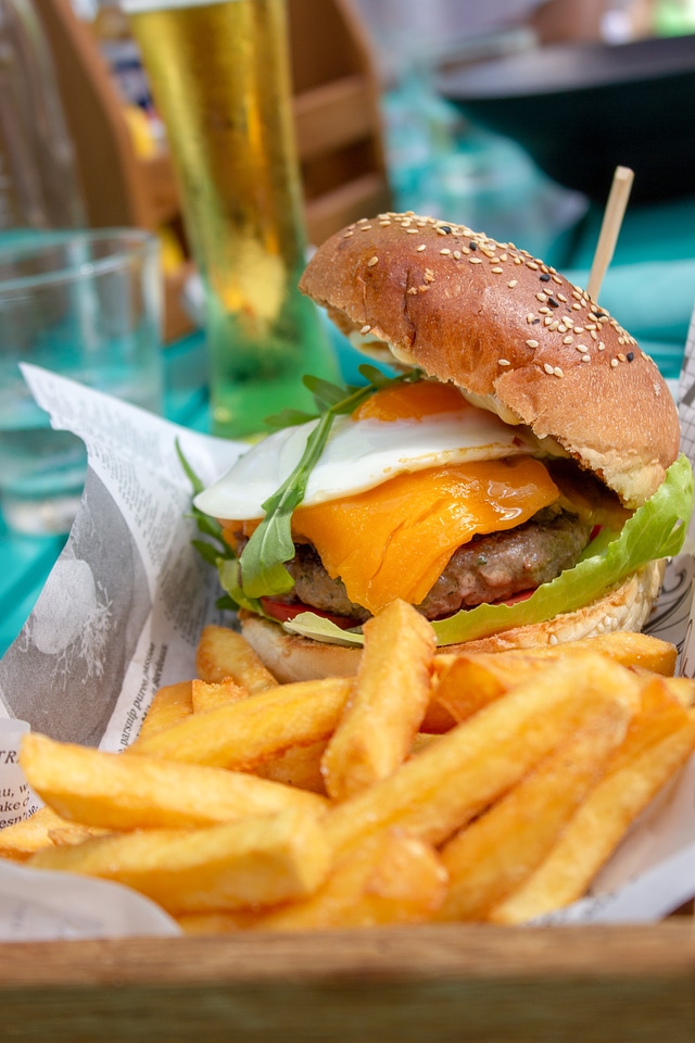 Cheesy Hamburger with French Fries