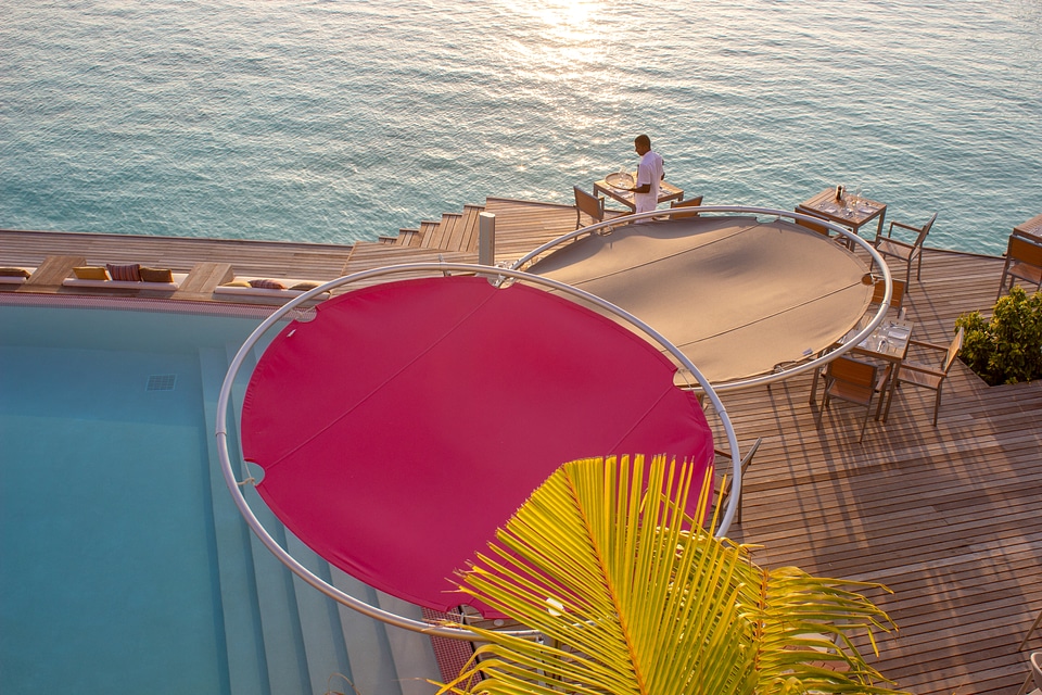 View From Above of a Luxury Restaurant Over the Sea