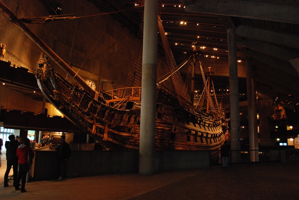 View of Vasa Swedish Warship displayed in The Vasa Museum in Stockholm