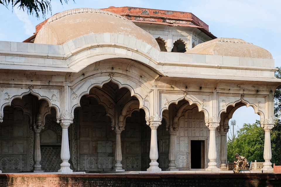 Military Man Guarding the Entrance of a Temple at the Red Fort, Delhi
