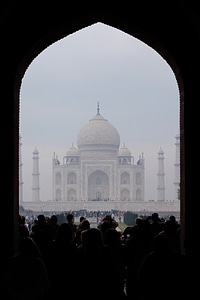 View From the Entrance of Taj Mahal on a Foggy Morning