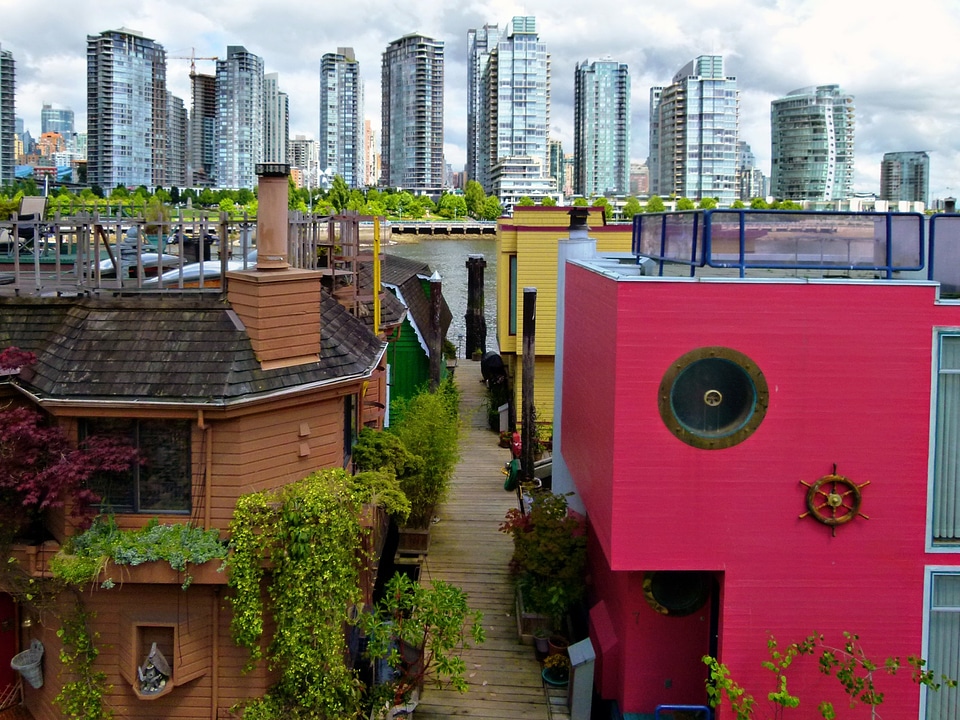 Houseboat colorful british columbia