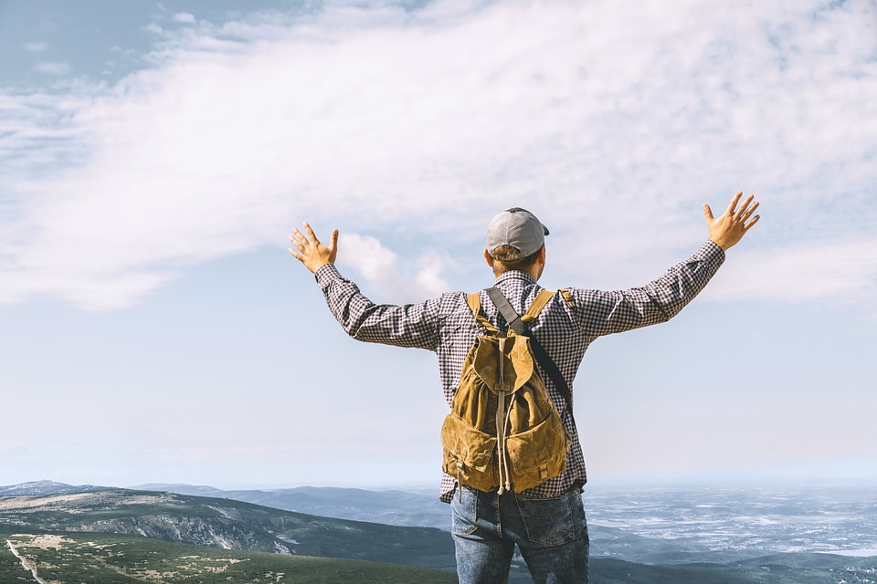 Travel Lifestyle success concept adventure active vacations outdoor happiness freedom emotions