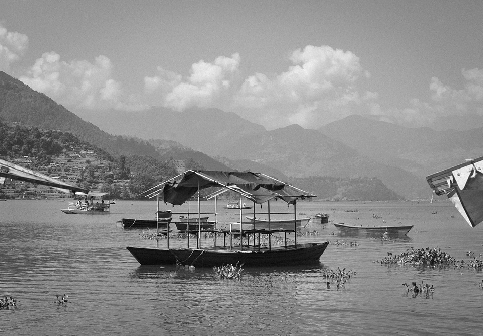 Boat on Fewa Lake, Pokhara, Nepal.