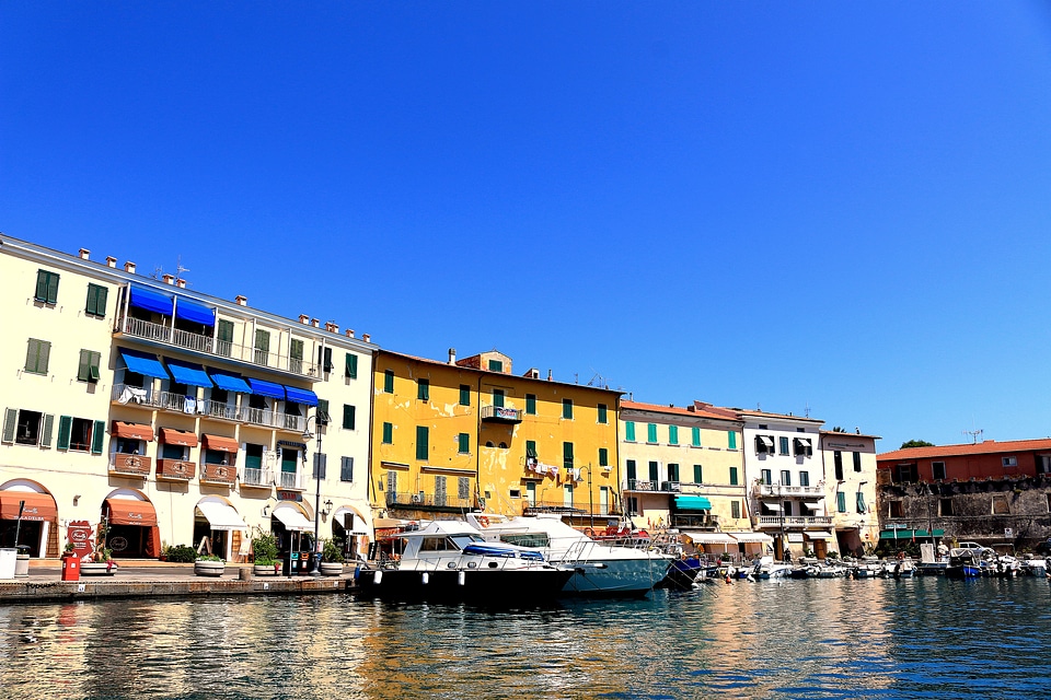 Pretty little houses at the sea in the harbor