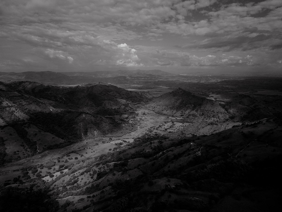 Aerial black&white clouds photo