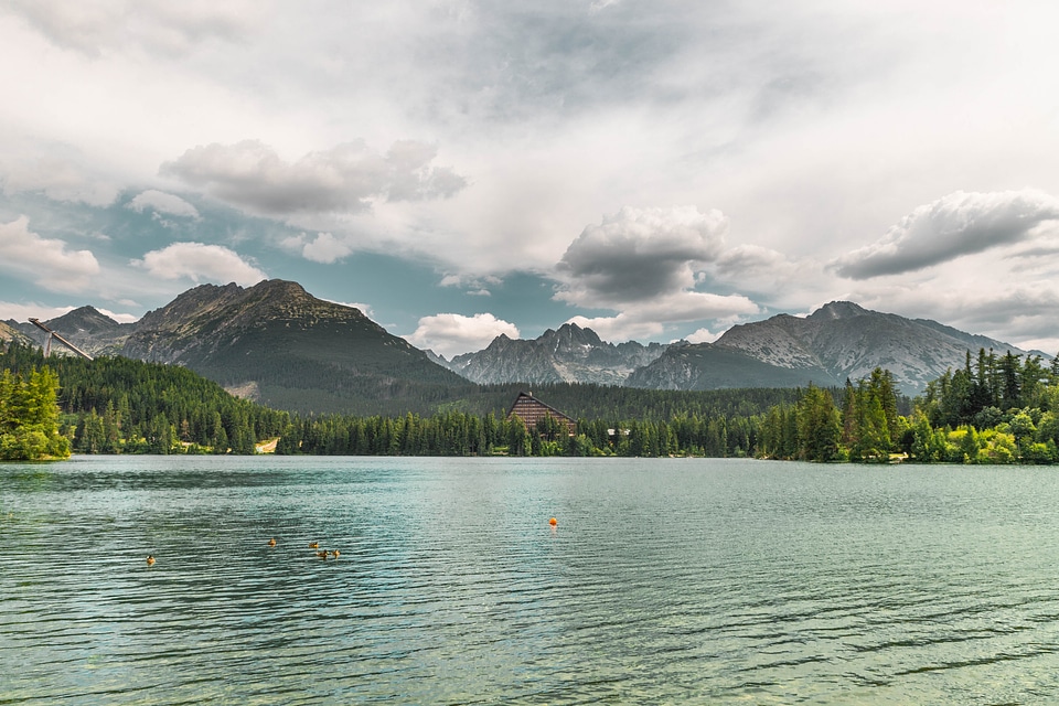 2 Mountain lake Strbske pleso in National Park High Tatra, Slovakia, Europe