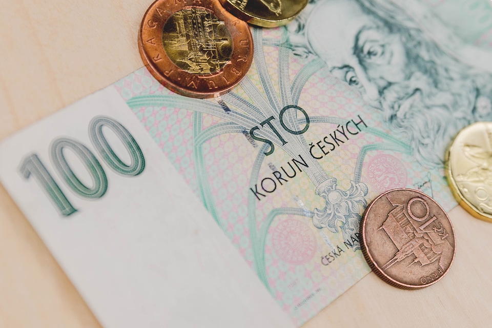 Czech Koruna coins and banknotes currency of Czech Republic