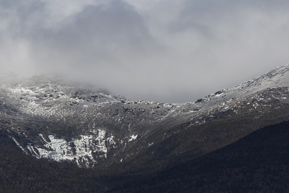 Fog gray mountains
