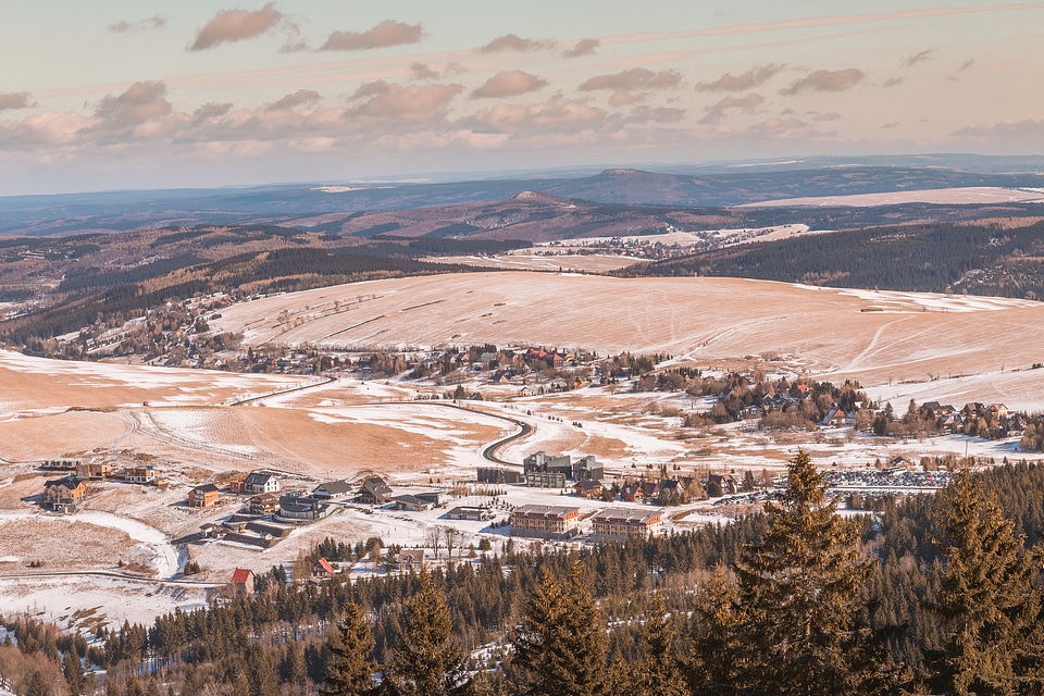 Beautiful view from the mountains the surrounding landscape