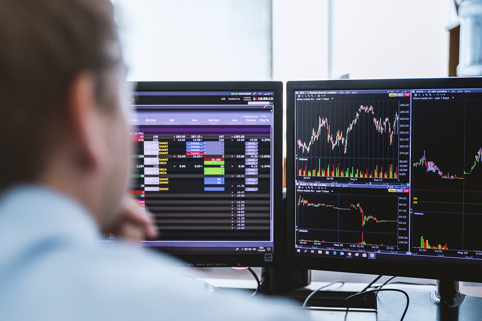 Businessman Working Finance Trading Stock Concept in the office