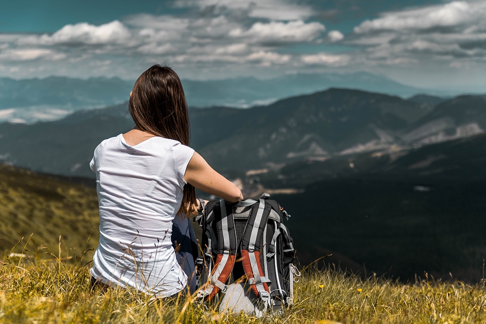 2 Tourist traveler on background valley landscape view