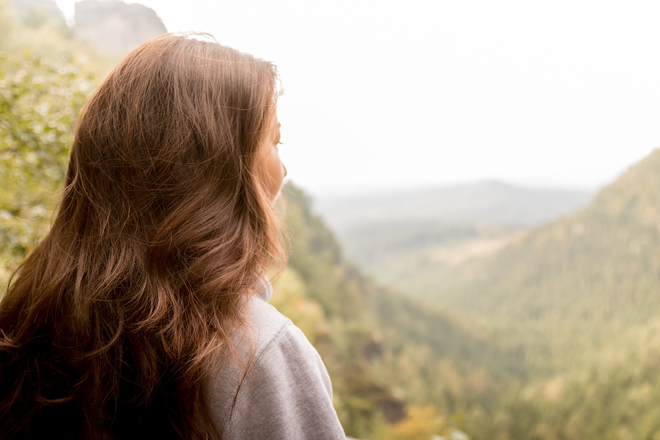 Young girl enjoying beautiful views of the Spring Mountains