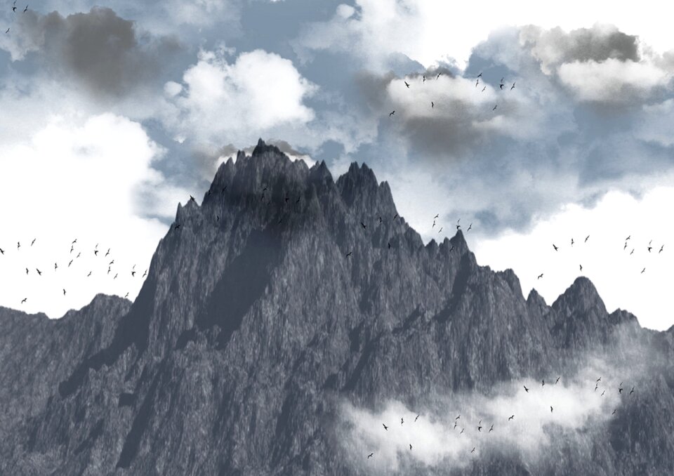 Clouds birds storm