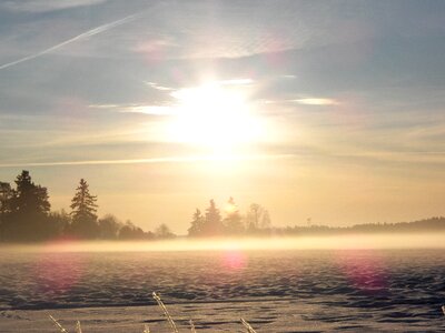 Foggy cold sunshine
