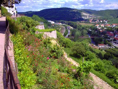 Castle terrace flowers view