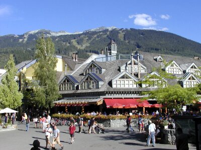 Buildings mountains peoples