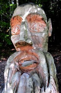 Wood carving face handmade photo