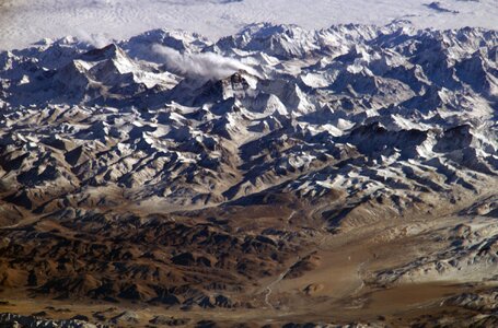 Aerial view mount everest high mountains